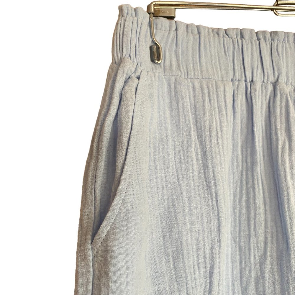 NWT And Now This Gauze Wide Leg Pants Blue Pull-On Coastal Resortwear Vacation-M - Picture 6 of 13